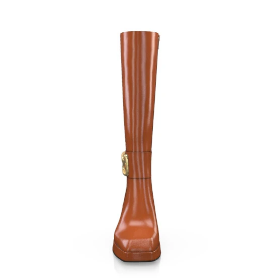 Bottes à Bout Carré, Plateforme Et Talon évasé 49399 1 Bottes à Bout Carré, Plateforme Et Talon évasé 49399