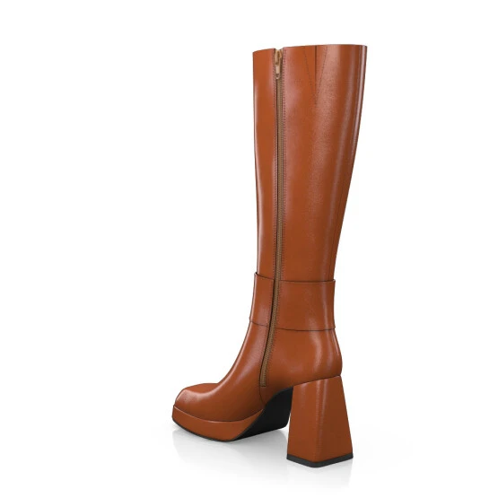 Bottes à Bout Carré, Plateforme Et Talon évasé 49399 4 Bottes à Bout Carré, Plateforme Et Talon évasé 49399 – Image 4