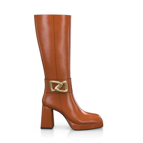 Bottes à Bout Carré, Plateforme Et Talon évasé 49399 7 Bottes à Bout Carré, Plateforme Et Talon évasé 49399 – Image 7